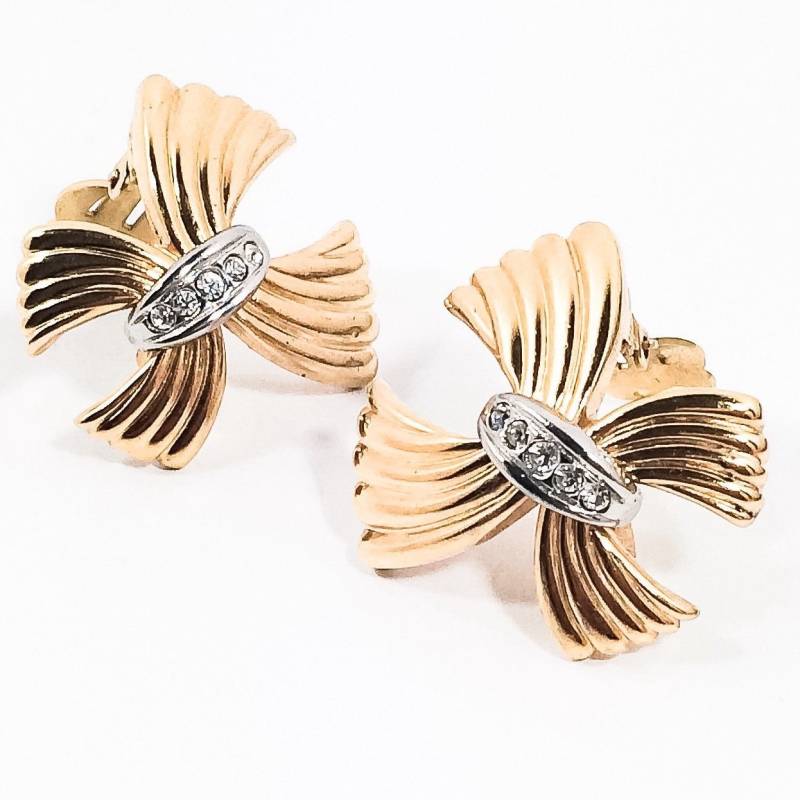 Vintage Gontie Ohrringe, 24K Gf Swarovski Strass, Made in Frankreich, Abstrakte Figural Schmetterlinge. Tadelloser Zustand Vintage Gontie Ohrringe, 24K Gf Swarovski Strass, Made in Frankreich, Abstrakte Figural Schmetterlinge. Tadelloser Zustand von BEXLEYDRIVEVINTAGE