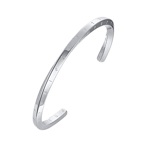 1 Stück Wikinger Möbius Armband Herren Edelstahl Nordic Amulett Armband Silber Möbius Armband, Wikinger Schmuck-Mobius Cuff Armreif für Herren Damen Edelstahl Viking Runes of Nordic Amulett Armband von BEYEQCEZ