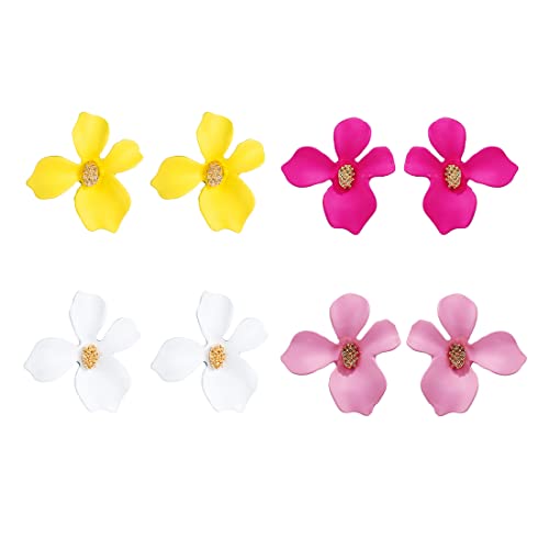 4 Paare Ohrstecker für Damen S925 Silberne Nadel Hypoallergene Blumenohrringe Ohrringe, Ohrstecker Kirschblüten Blume CZ Knorpel Hypoallergen Ohrstecker Für Damen Mädchen Kinder von BEYEQCEZ