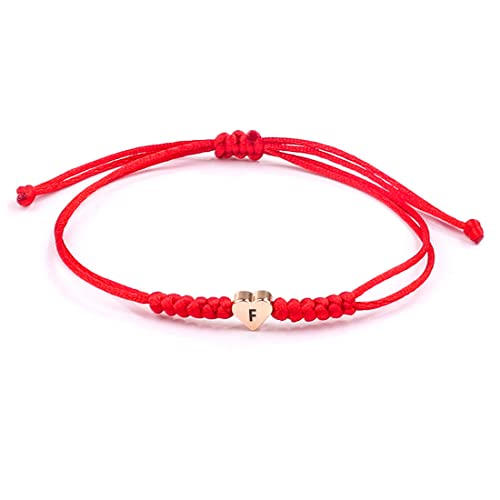 Mädchen Damen Buchstaben Armband, Herzen Initialen Handmade Cord Schmuck, Distance Matching Armbänder für Mutter Tochter Schwester Freund Freundin Beste Freunde Paar Familie Rotes Armband- Buchstabe F Mädchen Damen Buchstaben Armband, Herzen Initialen Handmade Cord Schmuck, Distance Matching Armbänder für Mutter Tochter Schwester Freund Freundin Beste Freunde Paar Familie Rotes Armband- Buchstabe F von BEYEQCEZ
