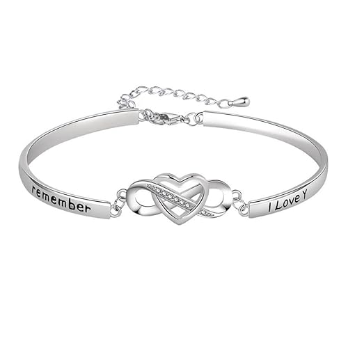 'Remember I Love You'' Damen Armbänder Unendliche Liebe Symbol Armband 925 Sterling Silber,Unendlichkeit Armband, Infinity Liebe Herz Armband Armkette Verstellbar Armband für Muttertag Geschenk von BEYEQCEZ
