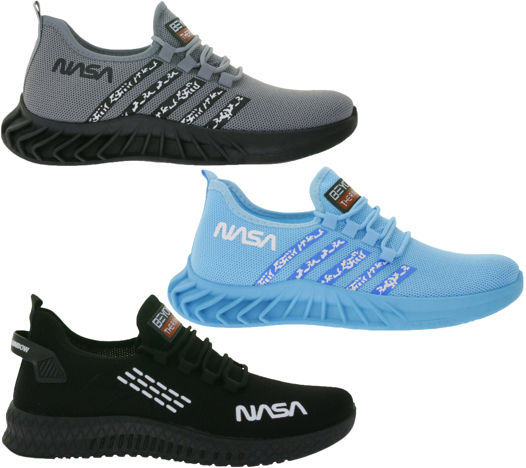 BEYOND THE RAINBOW Freizeit-Sneaker mit NASA Schriftzug Alltags-Schuhe Turnschuhe Schwarz, Blau oder Grau von BEYOND THE RAINBOW