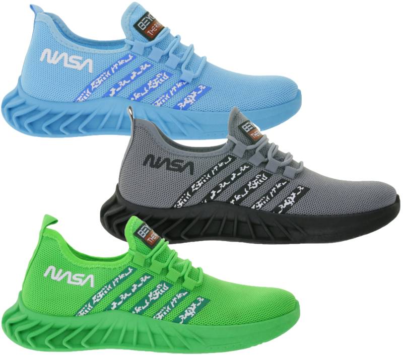 BEYOND THE RAINBOW Herren Freizeit-Sneaker mit NASA Schriftzug Alltags-Schuhe Turnschuhe Grau, Hellblau oder Grün von BEYOND THE RAINBOW
