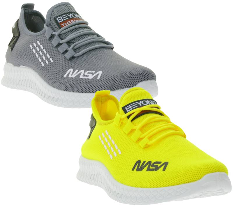 BEYOND THE RAINBOW Herren Freizeit-Sneaker mit NASA Schriftzug Alltags-Schuhe Turnschuhe Grau oder Gelb von BEYOND THE RAINBOW