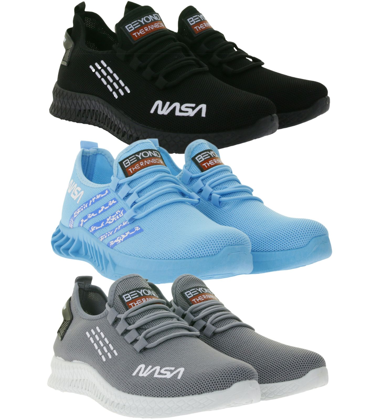 BEYOND THE RAINBOW Herren Freizeit-Sneaker mit NASA Schriftzug Alltags-Schuhe Turnschuhe in Blau, Schwarz oder Grau von BEYOND THE RAINBOW