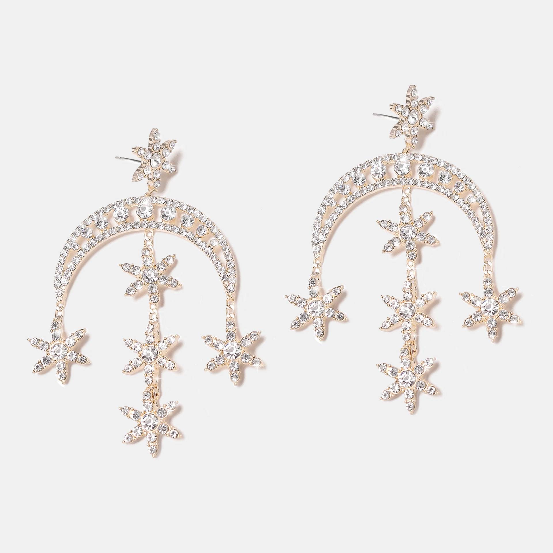 Mond & Sterne Ohrringe, Strass Frauen Modeschmuck Mond & Sterne Ohrringe, Strass Frauen Modeschmuck von BEZALELnewyork