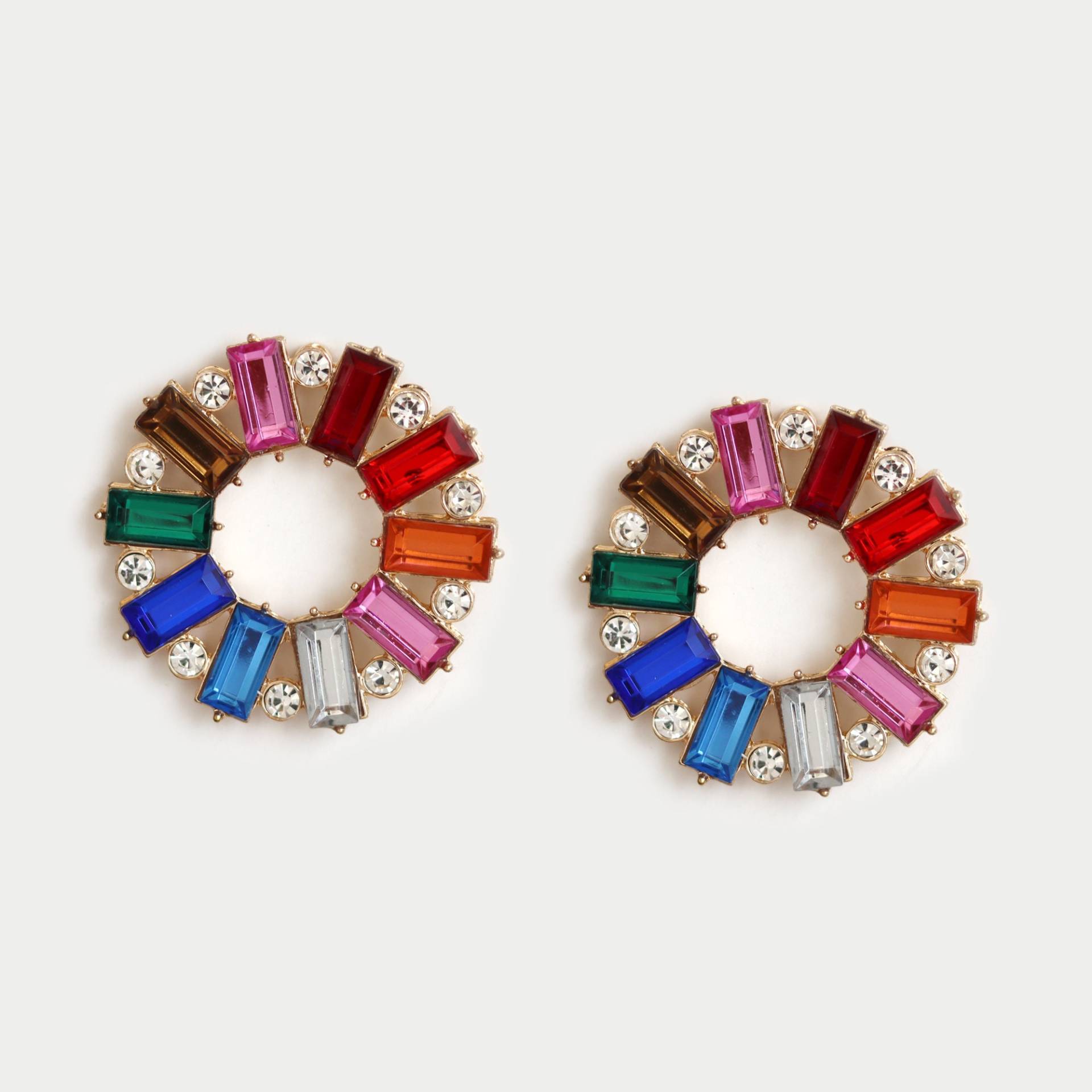 Regenbogen Baguette Strass Kreis Ohrstecker, Party Statement Ohrringe, Damen Modeschmuck von BEZALELnewyork