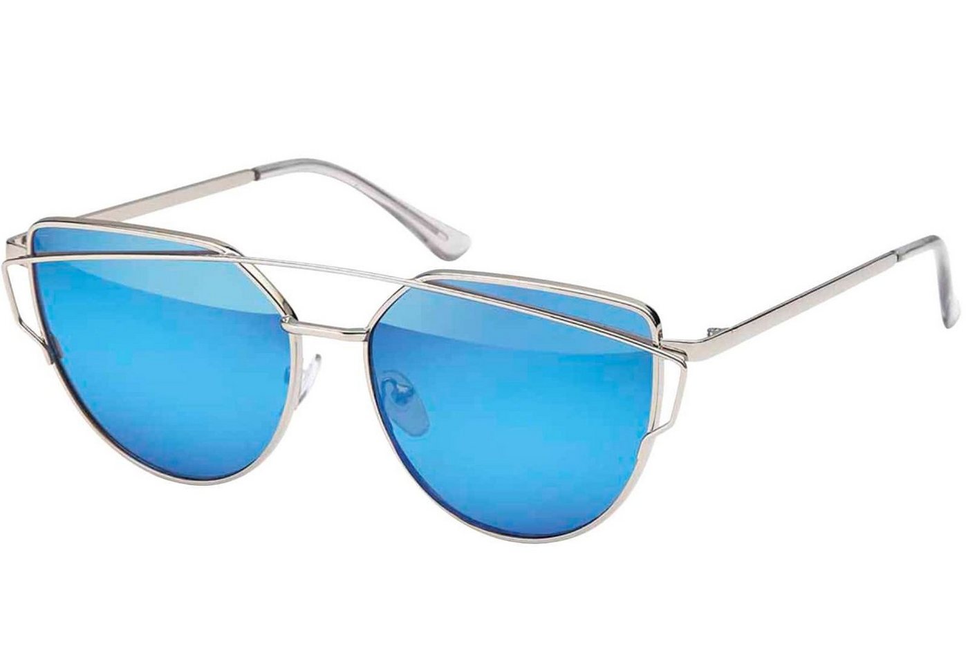 BEZLIT Eyewear Pilotenbrille Rundglas Designer Damen Sonnenbrille (1-St) mit schwarzen, rosa-grün, silber-verspiegelt und silber-hellblau von BEZLIT Eyewear