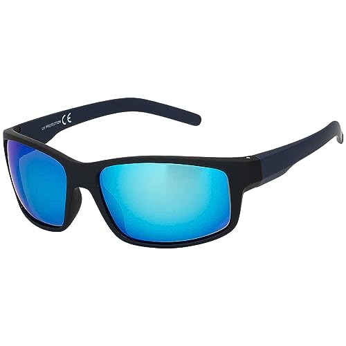BEZLIT Damen Herren Polarisierte Sport Designer Sonnen Brille 30504 Vollrand Gummiert Schwarz Blau von BEZLIT