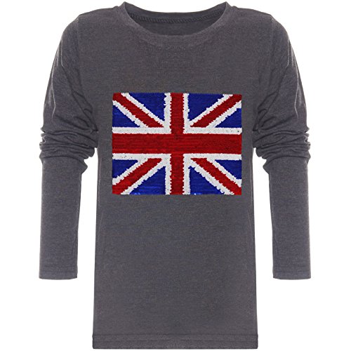 BEZLIT Jungen Langarmshirt Pulli Wende-Pailletten England 21731 Anthrazit 128 von BEZLIT