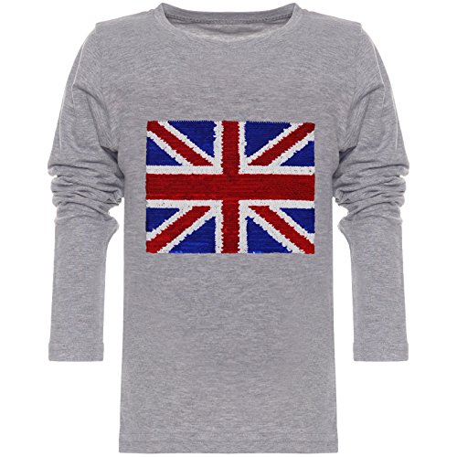 BEZLIT Jungen Langarmshirt Wende Pailletten England 21731 Grau 104 von BEZLIT