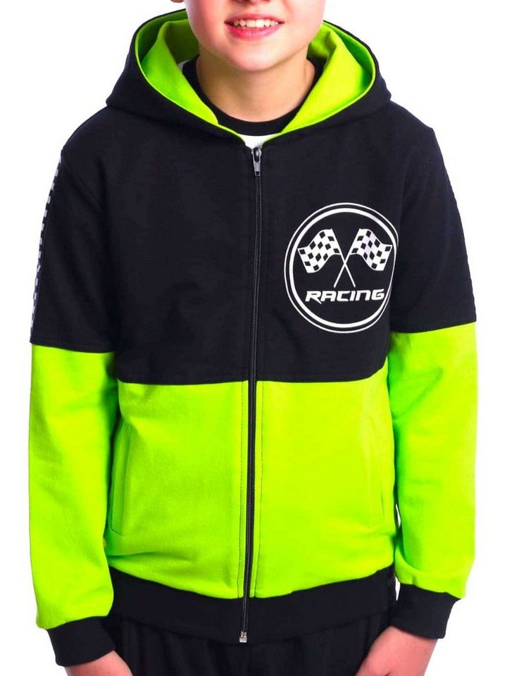 BEZLIT Kapuzensweatjacke Jungen Sweatjacke mit Motiv Druck (1-tlg) zwei farbig, Rennfahnen von BEZLIT