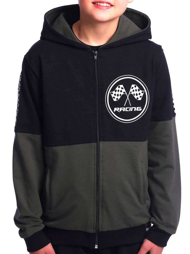 BEZLIT Kapuzensweatjacke Jungen Sweatjacke mit Motiv Druck (1-tlg) zwei farbig, Rennfahnen von BEZLIT