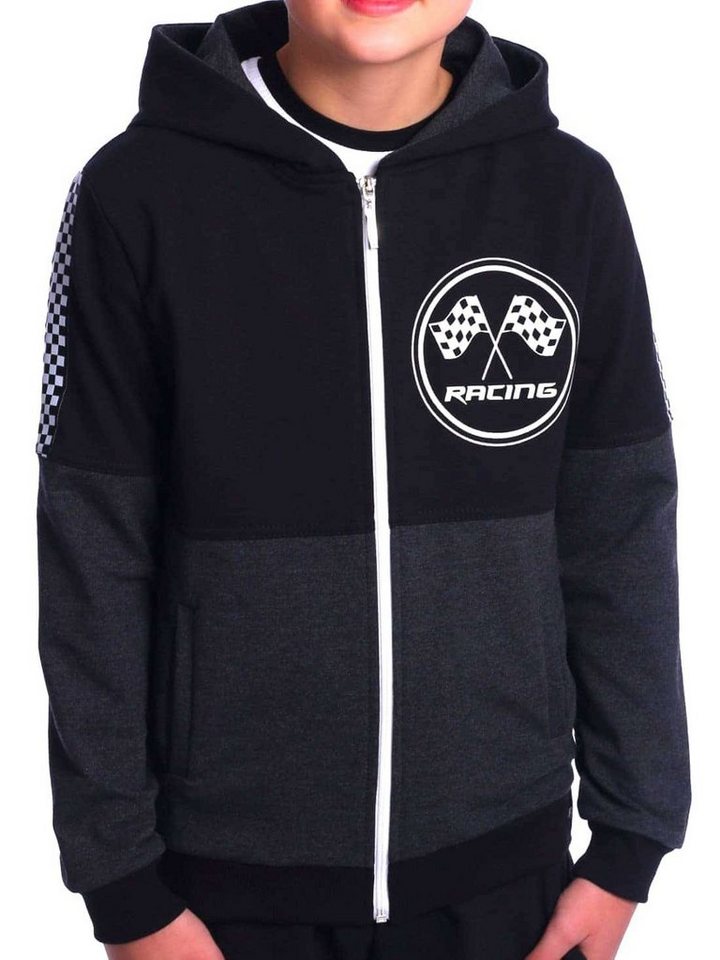 BEZLIT Kapuzensweatjacke Jungen Sweatjacke mit Motiv Druck (1-tlg) zwei farbig, Rennfahnen von BEZLIT