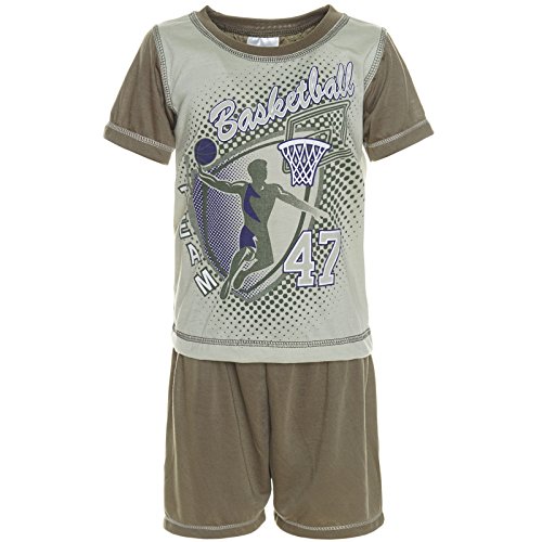Kinder Jungen 2 Teilig Schlafanzug Pyjama Hausanzug Shirt Shorts Kurzarm 21240 Grün Größe 116 von BEZLIT