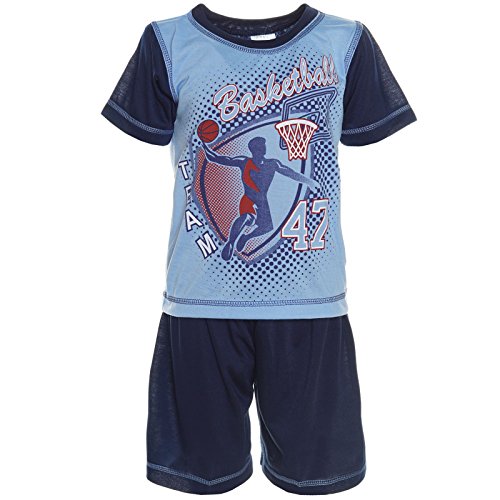 Kinder Jungen 2 Teilig Schlafanzug Pyjama Hausanzug Shirt Shorts Kurzarm 21240 Navy Größe 104 von BEZLIT