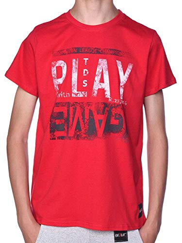 BEZLIT Kinder Jungen T-Shirt Bluse Kurz-arm T Shirts Front Motiv 30067 Rot 140/146 von BEZLIT