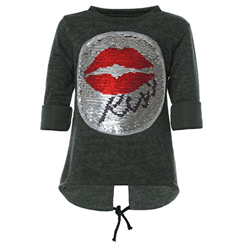 BEZLIT Kinder Mädchen Pullover Wende-Pailletten Sweatshirt 21545 Grün 128 von BEZLIT