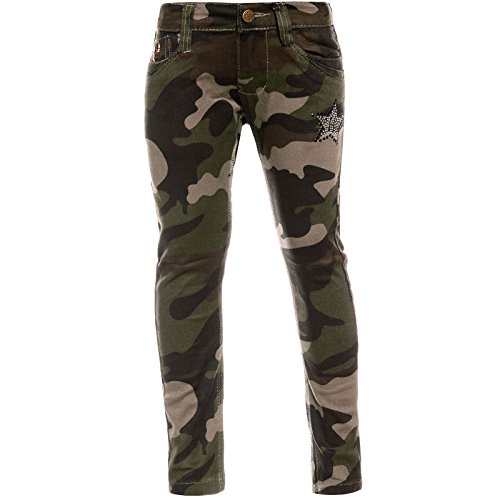 BEZLIT Mädchen Chino Hose Camouflage Verstellbaren Bund Nieten 21880 Braun 116 von BEZLIT