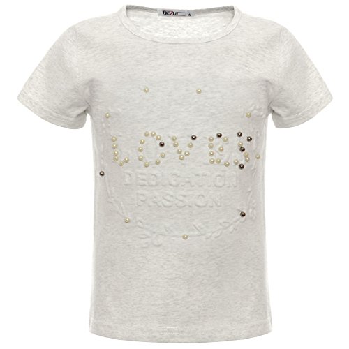 BEZLIT Mädchen Kinder Glitzer T-Shirt Oberteil Kunst-Perlen 22539 Grau 152 von BEZLIT