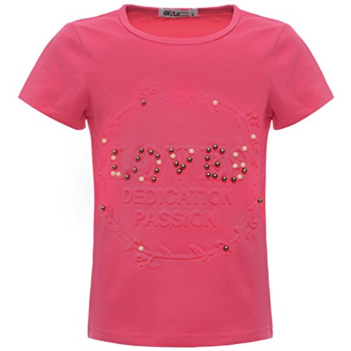 BEZLIT Mädchen Kinder Glitzer T-Shirt Oberteil Kunst-Perlen 22539 Pink 152 von BEZLIT