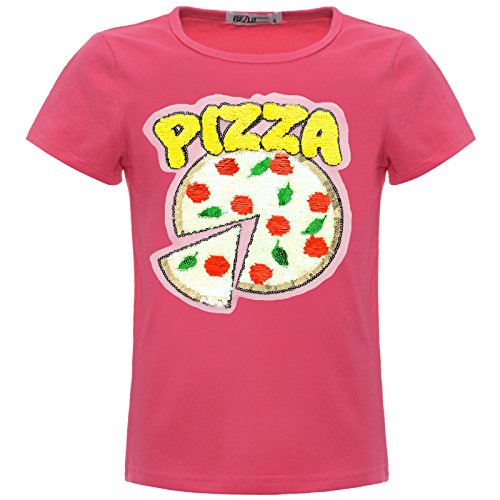 BEZLIT Mädchen Kinder Wende-Pailletten Pizza T-Shirt Outfit 22536 Pink Größe 152 von BEZLIT
