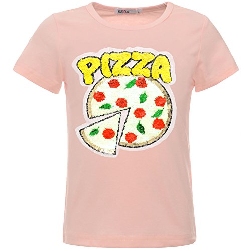 BEZLIT Mädchen Kinder Wende-Pailletten Pizza T-Shirt Outfit 22536 Rosa Größe 164 von BEZLIT