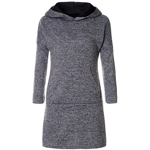 BEZLIT Mädchen Pullover Kleid Long Tunika Langarm Kapuze 21579 Anthrazit Größe 104 von BEZLIT