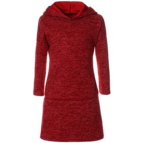 BEZLIT Mädchen Pullover Kleid Long Tunika Langarm Kapuze 21579 Rot Größe 104 von BEZLIT