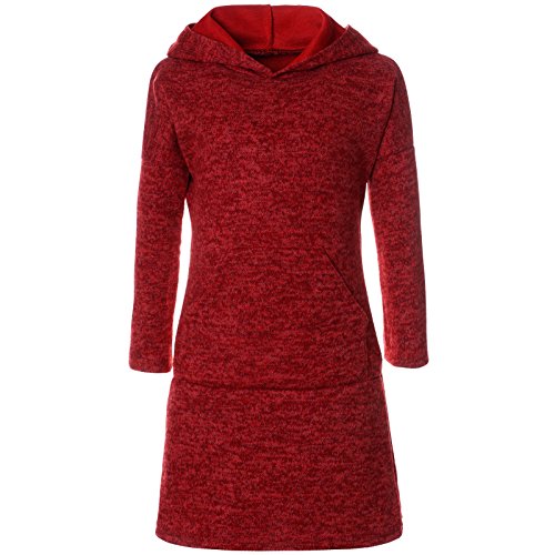 BEZLIT Mädchen Pullover Kleid Long Tunika Langarm Kapuze 21579 Rot Größe 140 von BEZLIT