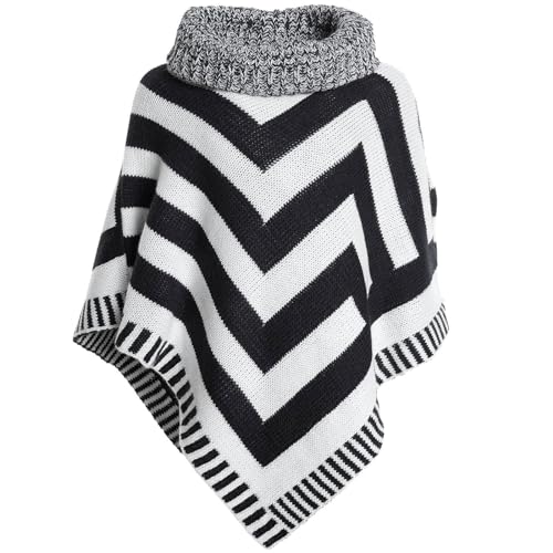 BEZLIT Mädchen Kinder Strick Poncho Schalkragen Rollkragen 20193 Schwarz 116 von BEZLIT