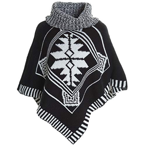 BEZLIT Mädchen Strick Poncho Mädchen Schalkragen Rollkragen Kinder Winter 20256 Schwarz Größe 116 von BEZLIT