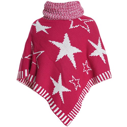 BEZLIT Mädchen Strick Poncho Mädchen Schalkragen Rollkragen Kinder Winter 20562 Pink Größe 152 von BEZLIT