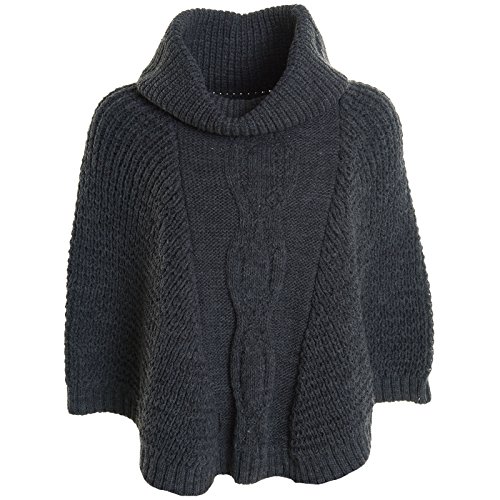 BEZLIT Mädchen Strick Poncho Mädchen Schalkragen Rollkragen Kinder Winter 20783 Grau Größe 104 von BEZLIT