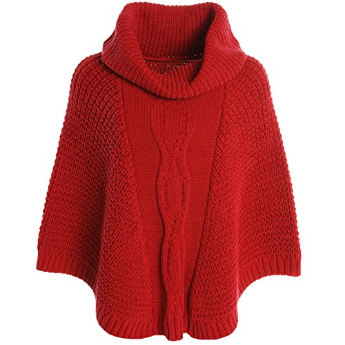 BEZLIT Mädchen Strick Poncho Mädchen Schalkragen Rollkragen Kinder Winter 20783 Rot Größe 104 von BEZLIT