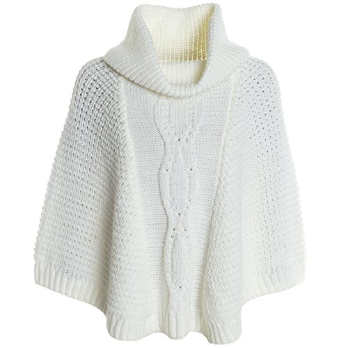 BEZLIT Mädchen Strick Poncho Mädchen Schalkragen Rollkragen Kinder Winter 20783 Weiß Größe 116 von BEZLIT