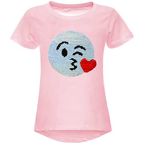 BEZLIT Mädchen Wende-Pailletten Stretch T-Shirt Smile-Motiv 22606 Rosa Größe 104 von BEZLIT