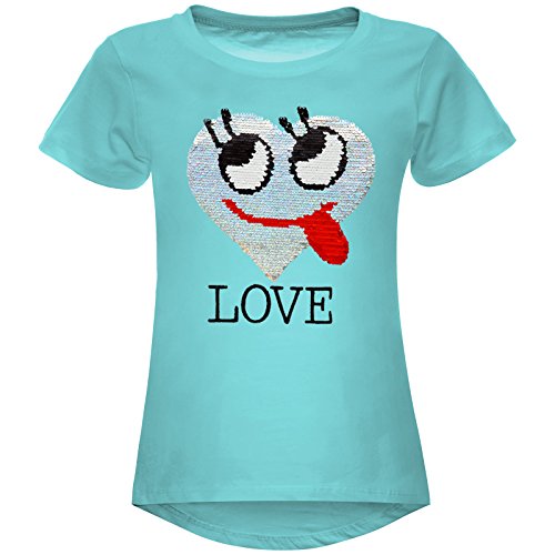 BEZLIT Mädchen Wende-Pailletten T-Shirt Herz Love Motiv 22605 Grün Größe 116 von BEZLIT