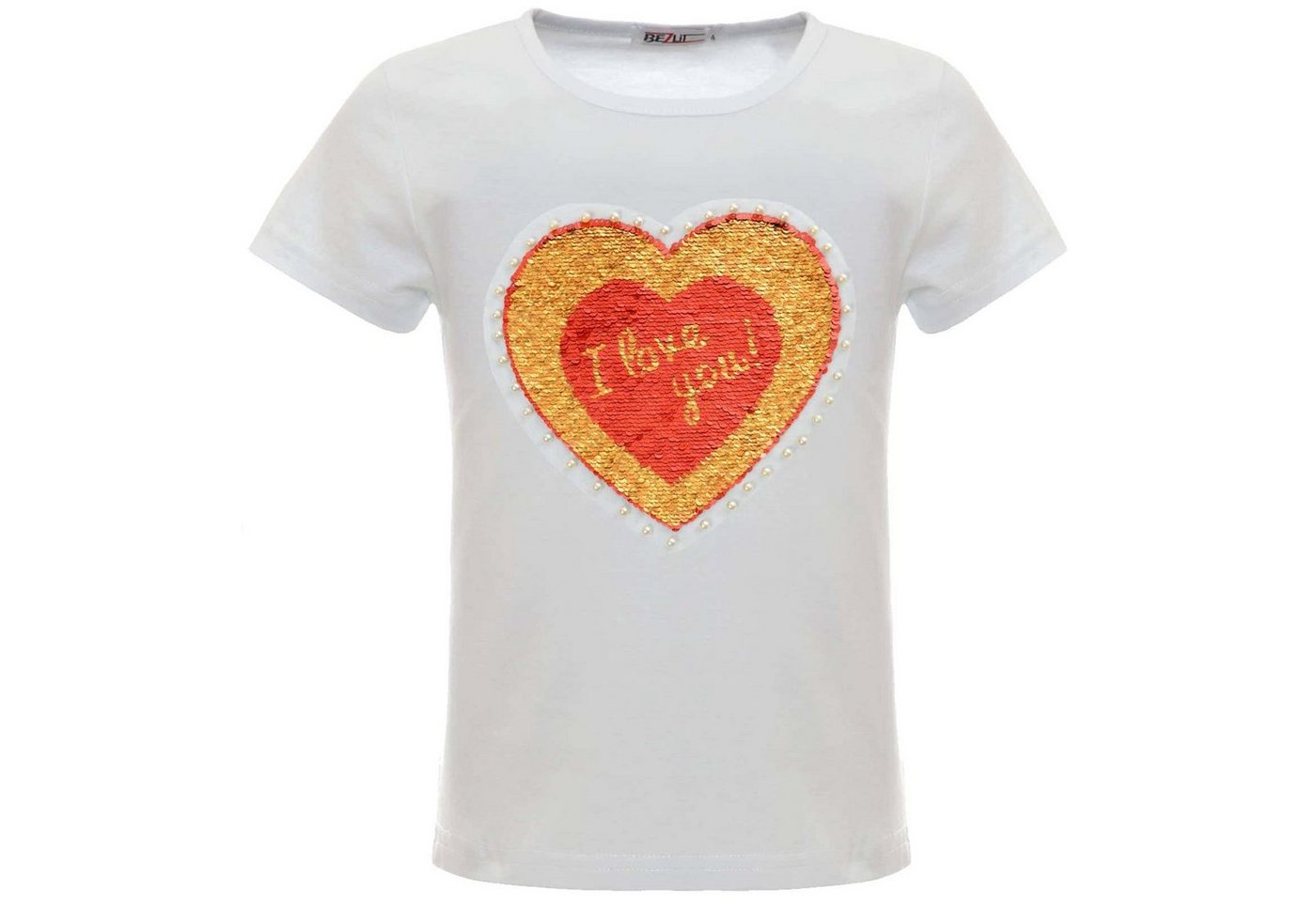 BEZLIT Paillettenshirt Mädchen T-Shirt Wende Pailletten Herz Motiv (1-tlg) mit Wendepailletten von BEZLIT