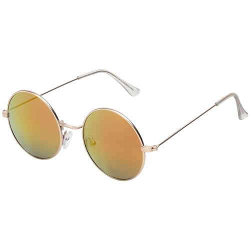 BEZLIT Sonnenbrille Rund Form Designer 70er Nerd Modern Urlaub Herren 30559 (Rot Gelb) von BEZLIT