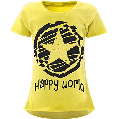 BEZLIT Stern-Print Mädchen Kinder T-Shirt Kunst-Perlen Kurzarm Shirt 22158 Gelb Größe 116 von BEZLIT
