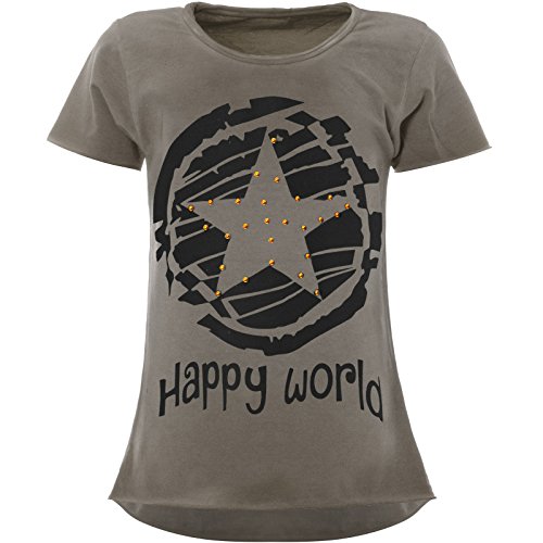 BEZLIT Stern-Print Mädchen Kinder T-Shirt Kunst-Perlen Kurzarm Shirt 22158 Grau Größe 128 von BEZLIT