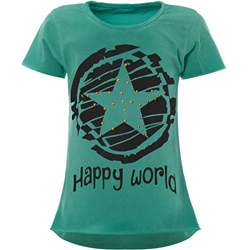 BEZLIT Stern-Print Mädchen Kinder T-Shirt Kunst-Perlen Kurzarm Shirt 22158 Grün Größe 104 von BEZLIT