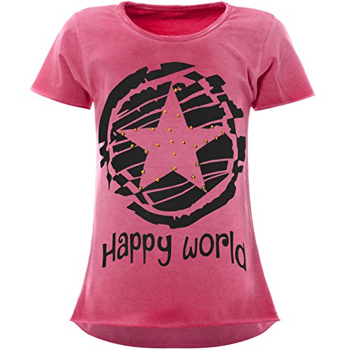 BEZLIT Stern-Print Mädchen Kinder T-Shirt Kunst-Perlen Kurzarm Shirt 22158 Rosa Größe 104 von BEZLIT