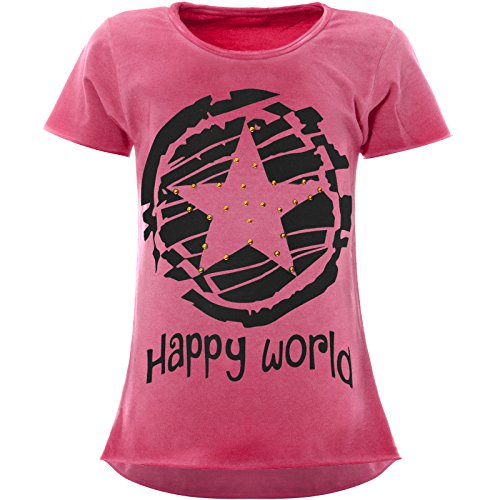 BEZLIT Stern-Print Mädchen Kinder T-Shirt Kunst-Perlen Kurzarm Shirt 22158 Rosa Größe 116 von BEZLIT