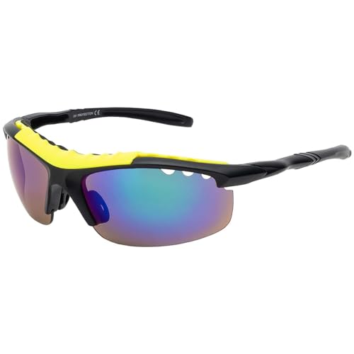 BEZLIT Unisex Sonnenbrillen Bikerbrille Sonnenbrille Damen Flieger verspiegelt Blau/Gelb von BEZLIT