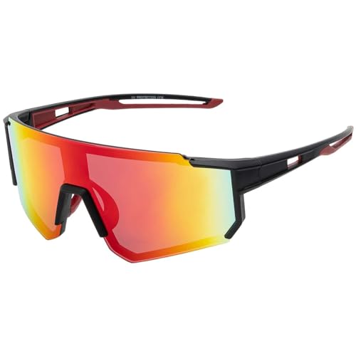 BEZLIT Unisex Sonnenbrillen Bikerbrille Sonnenbrille Damen Flieger verspiegelt Rot/Gelb-Schwarz/Rot von BEZLIT