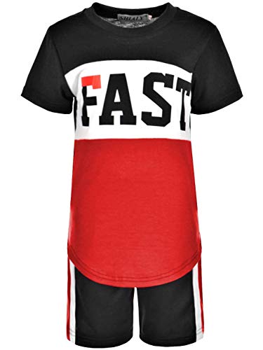 Kinder Jungen Sommer Set T-Shirt Capri Shorts Kurze Hose Stoff Shorts 30310 Schwarz 104 von BEZLIT