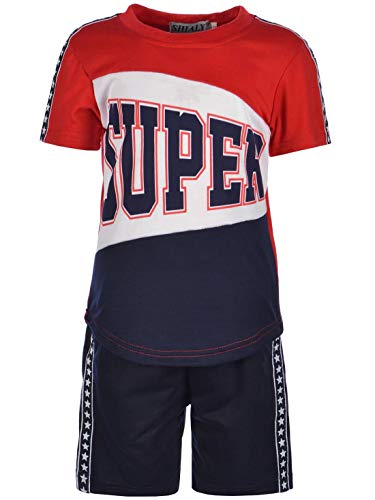 Kinder Jungen Sommer Set T-Shirt Capri Shorts Kurze Hose Stoff Shorts 30312 Blau 104 von BEZLIT