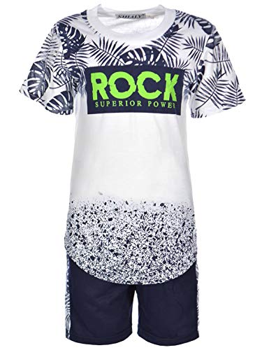 Kinder Jungen T-Shirt Stoff Capri Shorts Kurze Hose (Set 2 TLG.) 30313 Blau 146 von BEZLIT